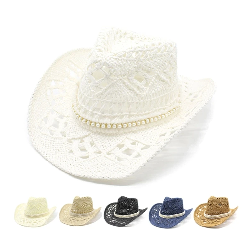 Hollow Out Cowboy Hat for Women Wide Brim Pearls Cowgirl Straw Hat Wedding Party Props Bachelorette Party Hat for Female
Hollow Out Cowboy Hat for Women Wide Brim Pearls Cowgirl Straw Hat Wedding Party Props Bachelorette Party Hat for Female