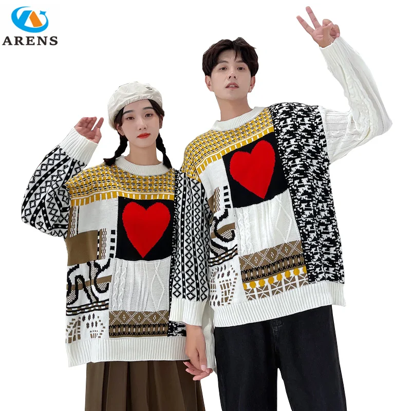 ARENS Winter Couple Sweaters Love Pattern Pullover Unisex Warm Loose Knitted Patchwork Jumper High Street Sweaters Clothing
ARENS Winter Couple Sweaters Love Pattern Pullover Unisex Warm Loose Knitted Patchwork Jumper High Street Sweaters Clothing