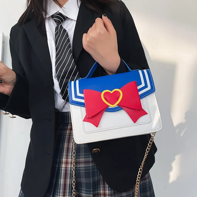 Summer Sailor Moon Ladies Handbag Lovely Sailor Suit Shape Chain Shoulder Bag PU Leather Women Messenger Crossbody Small Bag
Summer Sailor Moon Ladies Handbag Lovely Sailor Suit Shape Chain Shoulder Bag PU Leather Women Messenger Crossbody Small Bag