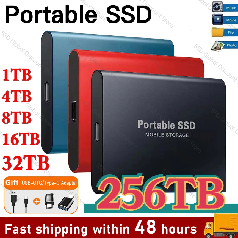 

New Portable 16TB SSD 2TB External Hard Drive Type-C USB 3.1 8tb 256tb Mobile hard disk Mini Storage hard drive For Laptops/ps4