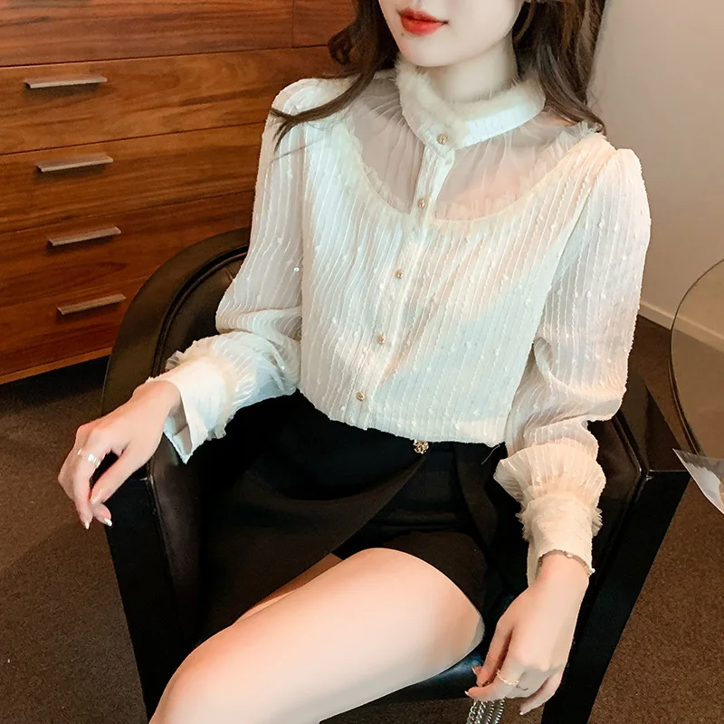 Lace Chiffon Shirt Temperament Soft Waxy Long-sleeved Blouse Women's Design Sense Niche Bottoming Inside 2023 Spring New Tops
Lace Chiffon Shirt Temperament Soft Waxy Long-sleeved Blouse Women's Design Sense Niche Bottoming Inside 2023 Spring New Tops