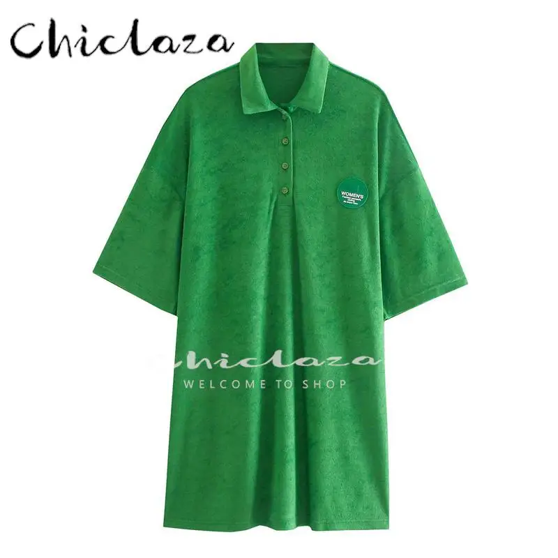 CHICLAZA 2022 Woman Fashion High Quality Towel Fabric Green T-shirt Female Pullover Lapel Loose Long Tee Top
CHICLAZA 2022 Woman Fashion High Quality Towel Fabric Green T-shirt Female Pullover Lapel Loose Long Tee Top