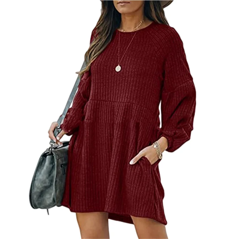 2022 Autumn Winter Knitted Long-Sleeved Dress Solid Color Loose Short Women's Dresses Casual Vocation Street Female Clothing
2022 Autumn Winter Knitted Long-Sleeved Dress Solid Color Loose Short Women's Dresses Casual Vocation Street Female Clothing