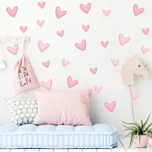Soft Pink Big Small Heart Shape Wall Stickers for Baby Girls Bedroom Kids Room Nursery Room Wall Decals Home Decor
