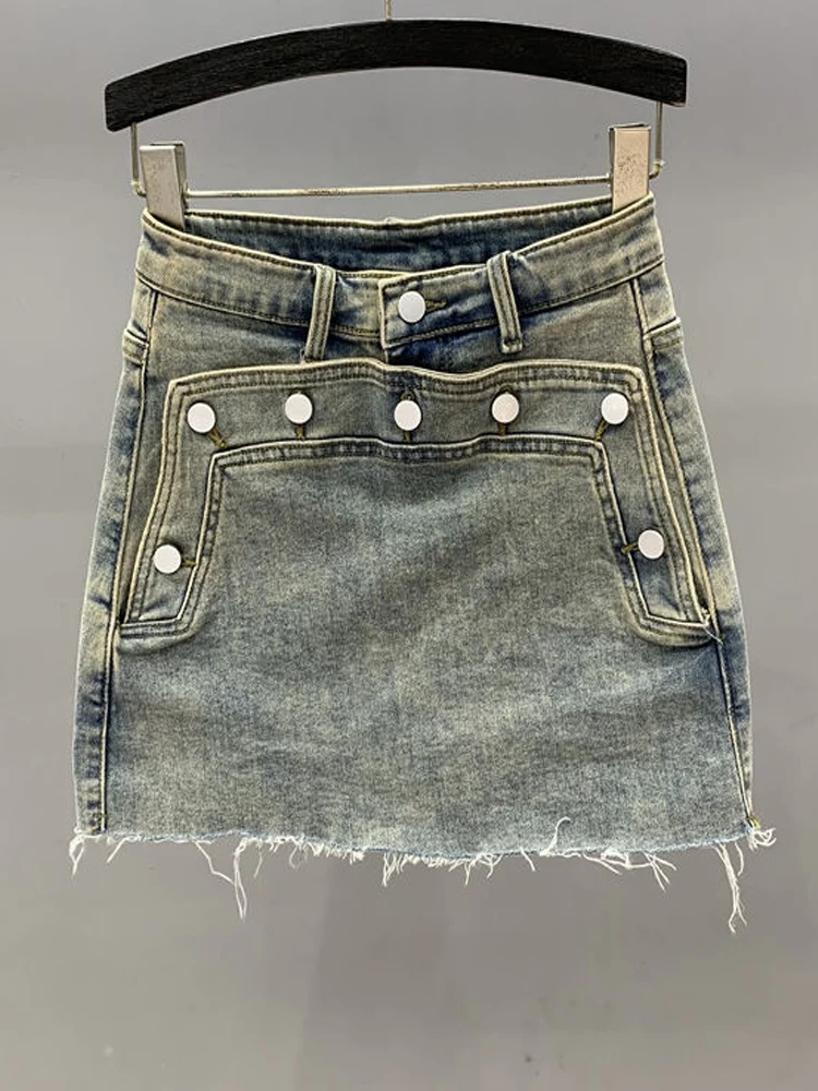 2023 New Retro Solid Color Straight Anti-light Denim Skirt Women's Summer Single Breasted Raw Edge High Waist Streetwear Skirt
2023 New Retro Solid Color Straight Anti-light Denim Skirt Women's Summer Single Breasted Raw Edge High Waist Streetwear Skirt