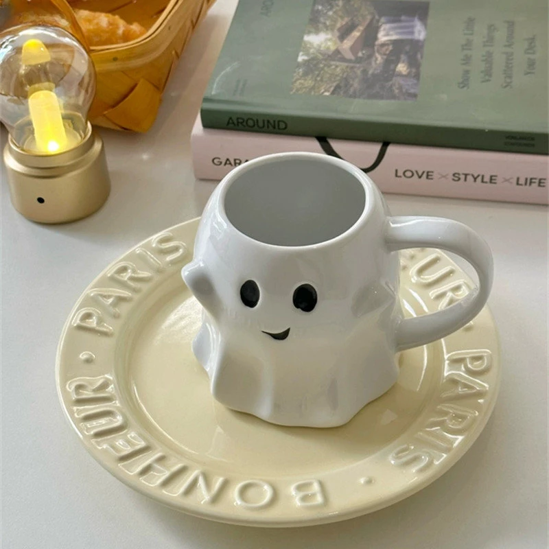

Милая чашка с призраком, креативная керамическая кружка, чашка для послеобеденного чая, кофе, чашка для завтрака, молока, домашний питьевой набор, подарок на Хэллоуин