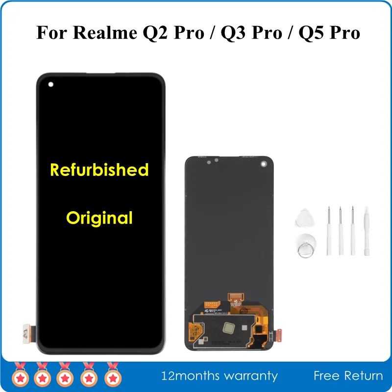 

A+++ Original Refurbished AMOLED Screen For Realme Q2 Pro LCD Display Digitizer Assembly For Realme Q3 Q5 Pro LCD Replacement