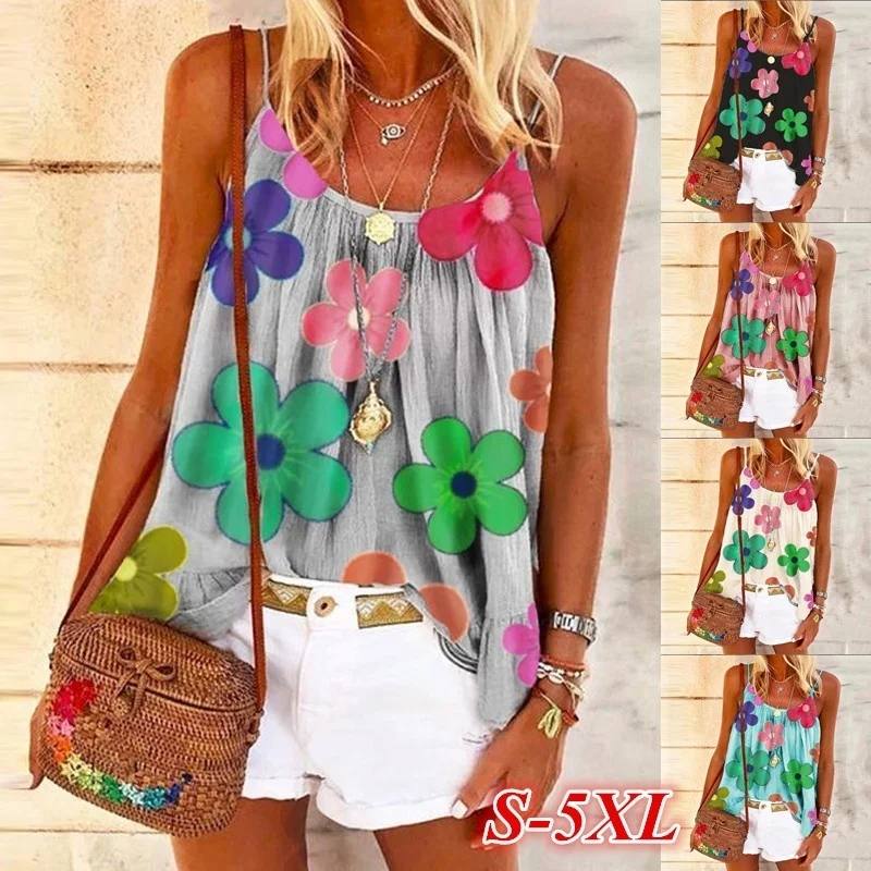 2022 Summer Sleeveless Camisole Top Loose Versatile Flower Print Top Sweet and Cute Bohemian Thin Strap Tank Top Clothes
2022 Summer Sleeveless Camisole Top Loose Versatile Flower Print Top Sweet and Cute Bohemian Thin Strap Tank Top Clothes
