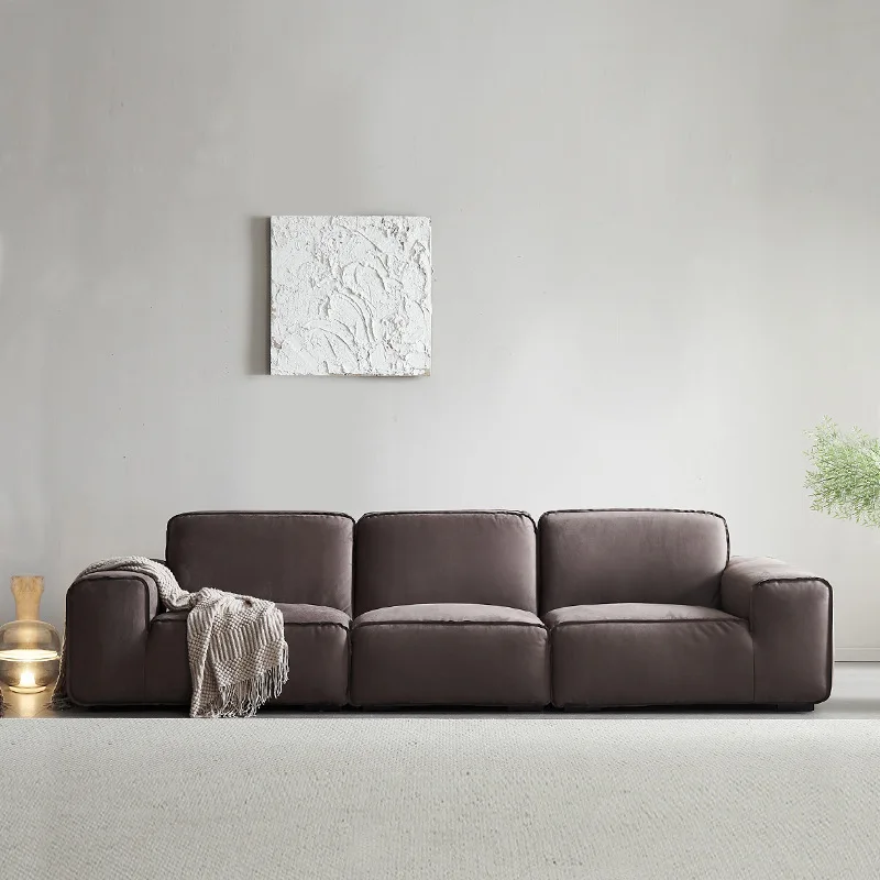 Tofu Block Fabric Sofa Quiet Wind Leather Sofa Straight Row Living Room Sofa 
Tofu Block Fabric Sofa Quiet Wind Leather Sofa Straight Row Living Room Sofa