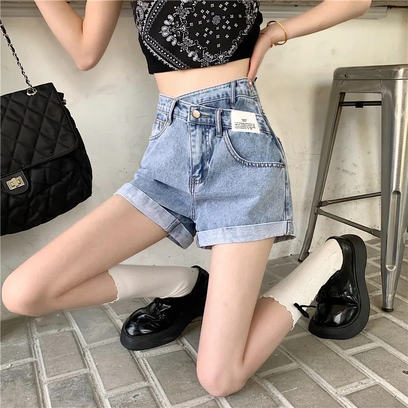 Solid Shorts Denim Women Summer Asymmetrical Crimping Distressed Ulzzang High Waist Zipper Pocket A-line All-match Casual Trendy
Solid Shorts Denim Women Summer Asymmetrical Crimping Distressed Ulzzang High Waist Zipper Pocket A-line All-match Casual Trendy