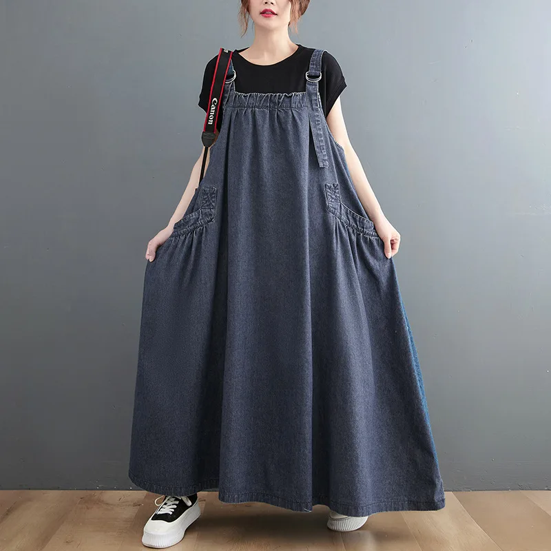 Women Summer Long Dress Denim Overall Maxi Dresses Female Pockets Casual Spaghetti Strap Sundress Vintage Denim Dresses
Women Summer Long Dress Denim Overall Maxi Dresses Female Pockets Casual Spaghetti Strap Sundress Vintage Denim Dresses