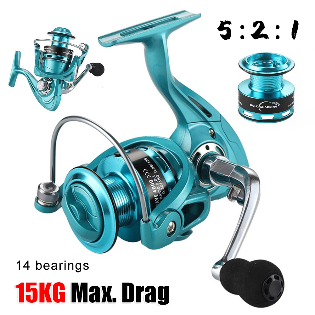 Ultra Light Spinning Reel 2000-7000 Series Fishing Reel 15KG Max Drag 5.2:1 Gear Ratio Carp Freshwater Saltwater Fishing Tackle
Ultra Light Spinning Reel 2000-7000 Series Fishing Reel 15KG Max Drag 5.2:1 Gear Ratio Carp Freshwater Saltwater Fishing Tackle