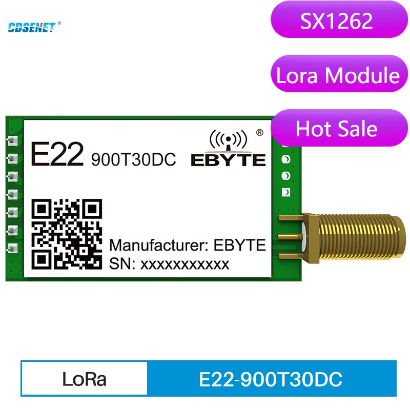 Беспроводной модуль LoRa SX1262, UART 868 МГц, 915 МГц, 30 дБм, дальность 10 км
Беспроводной модуль LoRa SX1262, UART 868 МГц, 915 МГц, 30 дБм, дальность 10 км