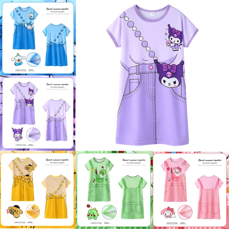 Kawaii Sanrio Kuromi Children New Summer Thin Short-Sleeve Cotton Sleepwear Cartoon Mymelody Home Clothe Girl Pajama Dress
Kawaii Sanrio Kuromi Children New Summer Thin Short-Sleeve Cotton Sleepwear Cartoon Mymelody Home Clothe Girl Pajama Dress