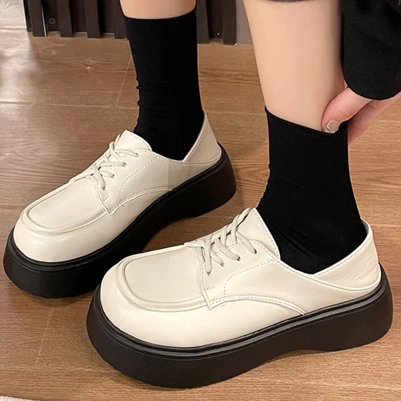 Туфли женские на платформе, повседневные однотонные, на шнуровке, круглый носок, Уличная обувь для прогулок, черные бежевые, осень
Туфли женские на платформе, повседневные однотонные, на шнуровке, круглый носок, Уличная обувь для прогулок, черные бежевые, осень