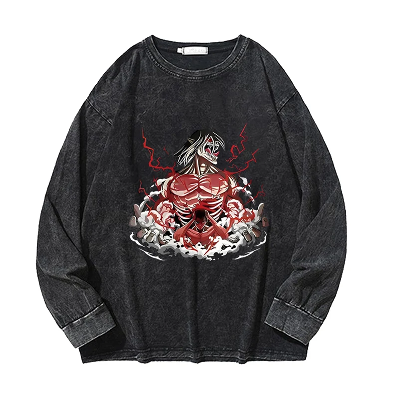 Newest Attack On Titian Acid Washed Anime Hoodies Eren Yeager Print Sweatshirts Harajuku Streetwear 100% Cotton Unisex Pullovers
Newest Attack On Titian Acid Washed Anime Hoodies Eren Yeager Print Sweatshirts Harajuku Streetwear 100% Cotton Unisex Pullovers