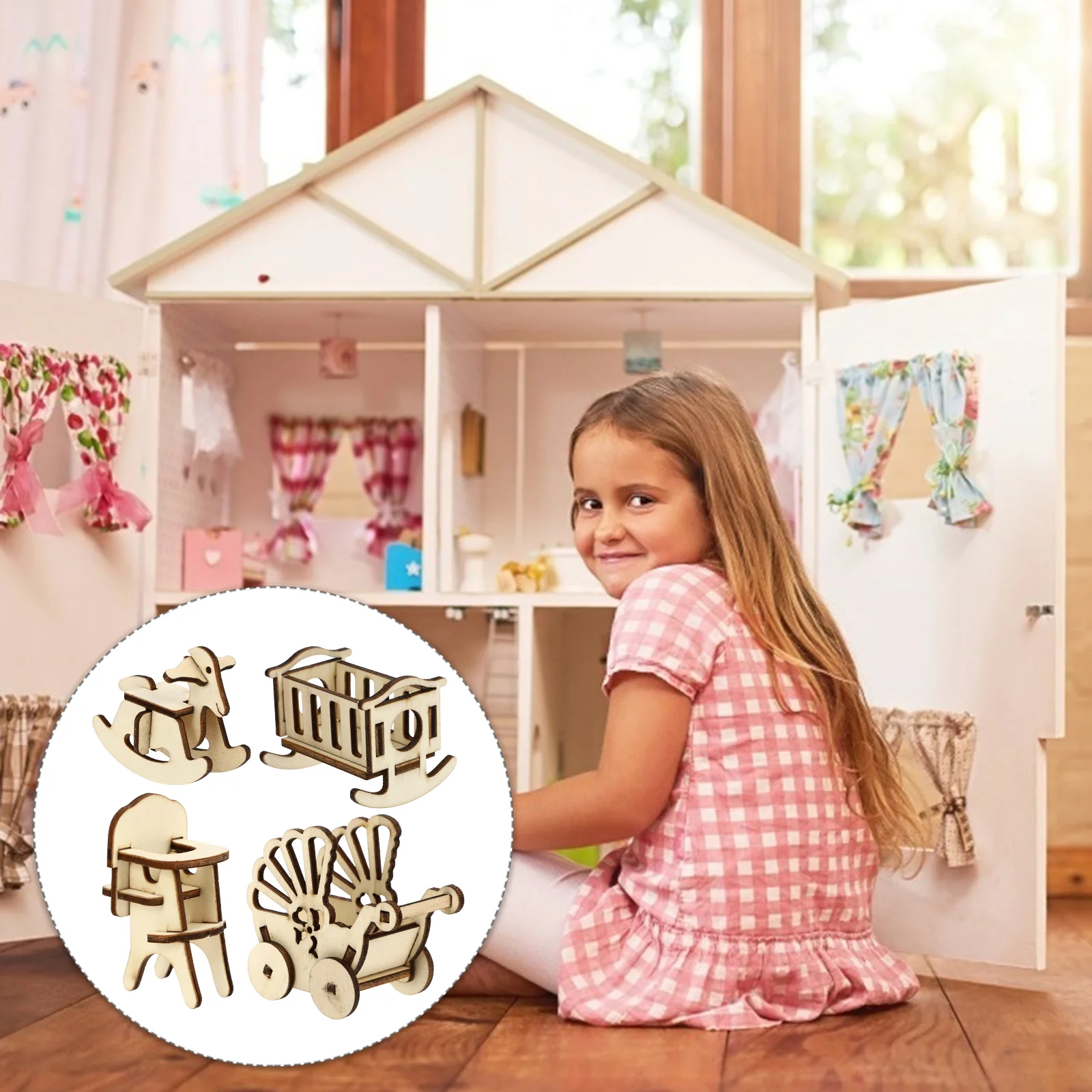 1 Set Nursery Furniture Set Wooden Rocking Horse Chair Toys 
1 Set Nursery Furniture Set Wooden Rocking Horse Chair Toys