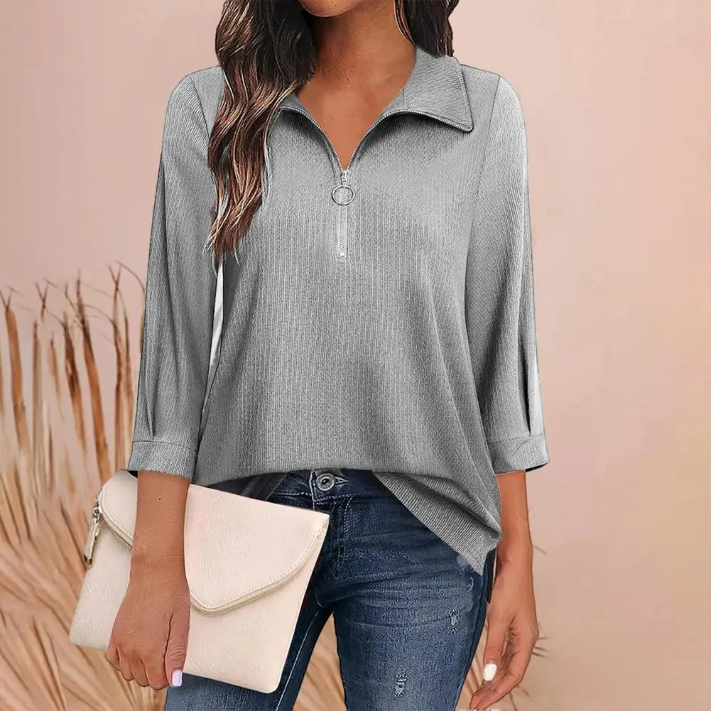 Lightweight Top Soft Breathable Women's Casual Blouse Loose Fit Lapel Collar Three Quarter Sleeves for Spring Fall Women Solid
Lightweight Top Soft Breathable Women's Casual Blouse Loose Fit Lapel Collar Three Quarter Sleeves for Spring Fall Women Solid