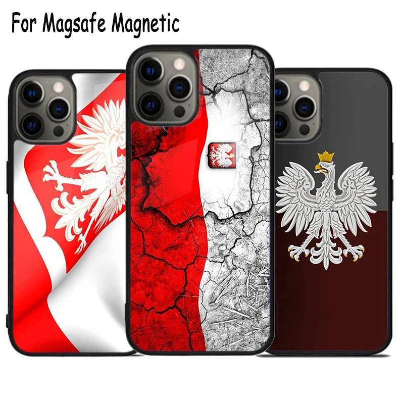 Магнитный чехол-бампер Magsafe для iPhone 15 16 14 13 11 12 Pro Max Plus с флагом Польши и