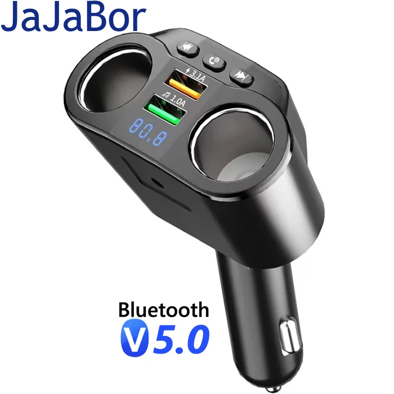 

JaJaBor Car FM Transmitter Dual USB Car Charger Voltage Detection Car Mp3 Player Bluetooth 5.0 Handsfree Car Kit FM Modulator