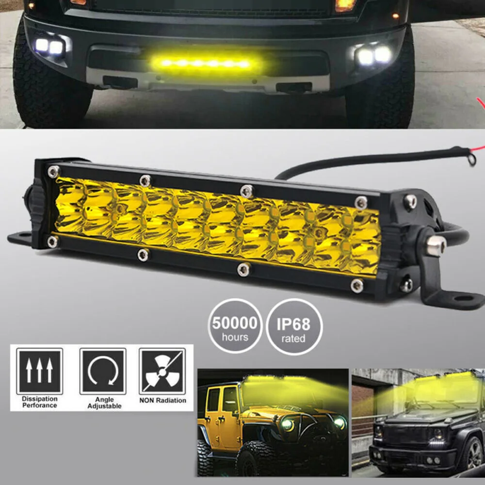 7 Inch LED Light Bar Work Light 9-32V 60W LED Fog Light Off-Road Yellow LED Light Bar For RZR Off-Road For Jeep Car Accessories
7 Inch LED Light Bar Work Light 9-32V 60W LED Fog Light Off-Road Yellow LED Light Bar For RZR Off-Road For Jeep Car Accessories