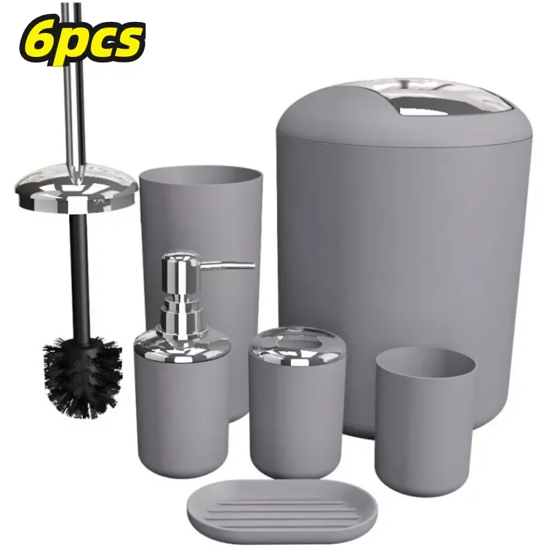 6Pcs Bathroom Accessories Set Bath Ensemble Soap Dish Trash Can Toilet Brush Tumbler Cup Necessities Kit Bathroom Accessories
6Pcs Bathroom Accessories Set Bath Ensemble Soap Dish Trash Can Toilet Brush Tumbler Cup Necessities Kit Bathroom Accessories