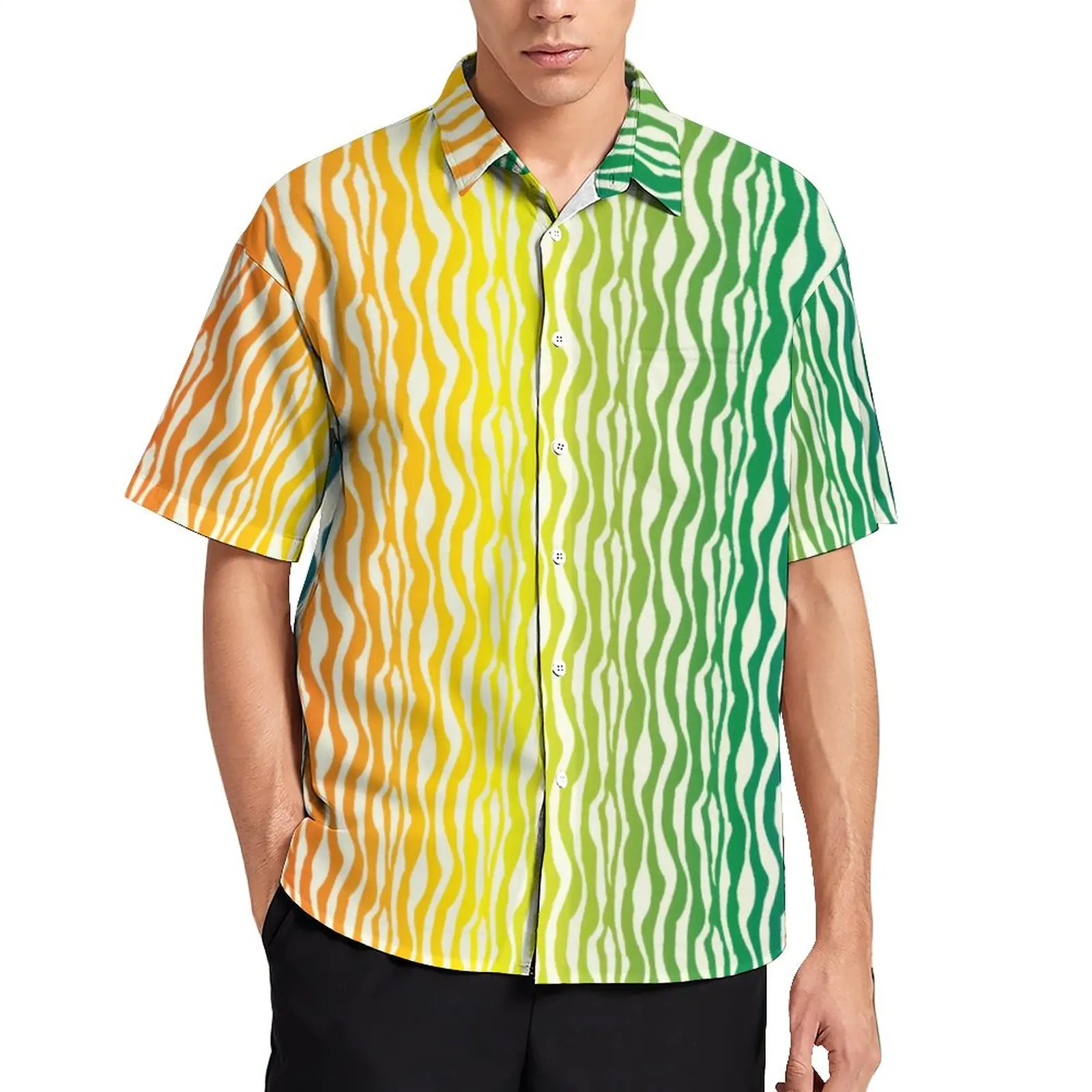 Colorful Zebra Casual Shirts Abstract Rainbow Print Beach Shirt Summer Trending Blouses Men Custom Large Size 
Colorful Zebra Casual Shirts Abstract Rainbow Print Beach Shirt Summer Trending Blouses Men Custom Large Size