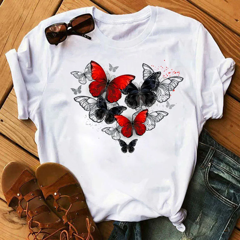 Red and Black Butterfly Heart Print T Shirt New Women T Shirt Fashion Summer Tops Tee Female Harajuku T-shirt Women Tee Shirts
Red and Black Butterfly Heart Print T Shirt New Women T Shirt Fashion Summer Tops Tee Female Harajuku T-shirt Women Tee Shirts