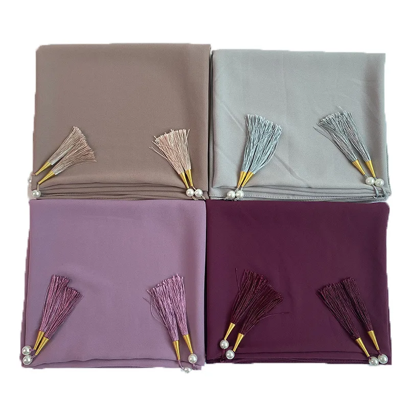 New Pearl Chiffon Scarf Handmade Tassel Fashion Women Muslim Tassel Bubble Shawls Hijab
New Pearl Chiffon Scarf Handmade Tassel Fashion Women Muslim Tassel Bubble Shawls Hijab