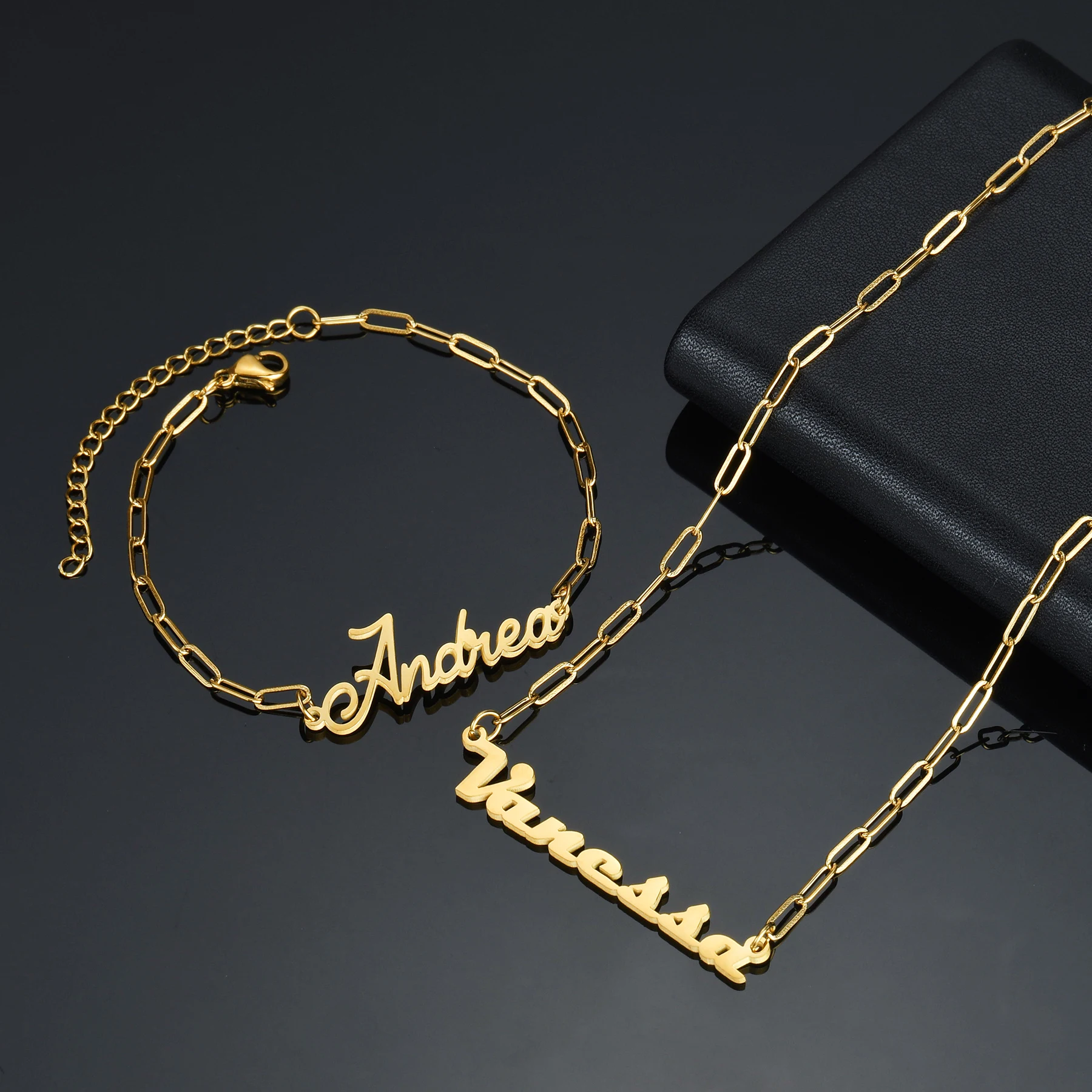 Custom Name Necklace Personlized Bracelet Stainless Steel Jewelry Set Long Rolo Chain Bracelet for Women Birthday Jewelry Gift
Custom Name Necklace Personlized Bracelet Stainless Steel Jewelry Set Long Rolo Chain Bracelet for Women Birthday Jewelry Gift