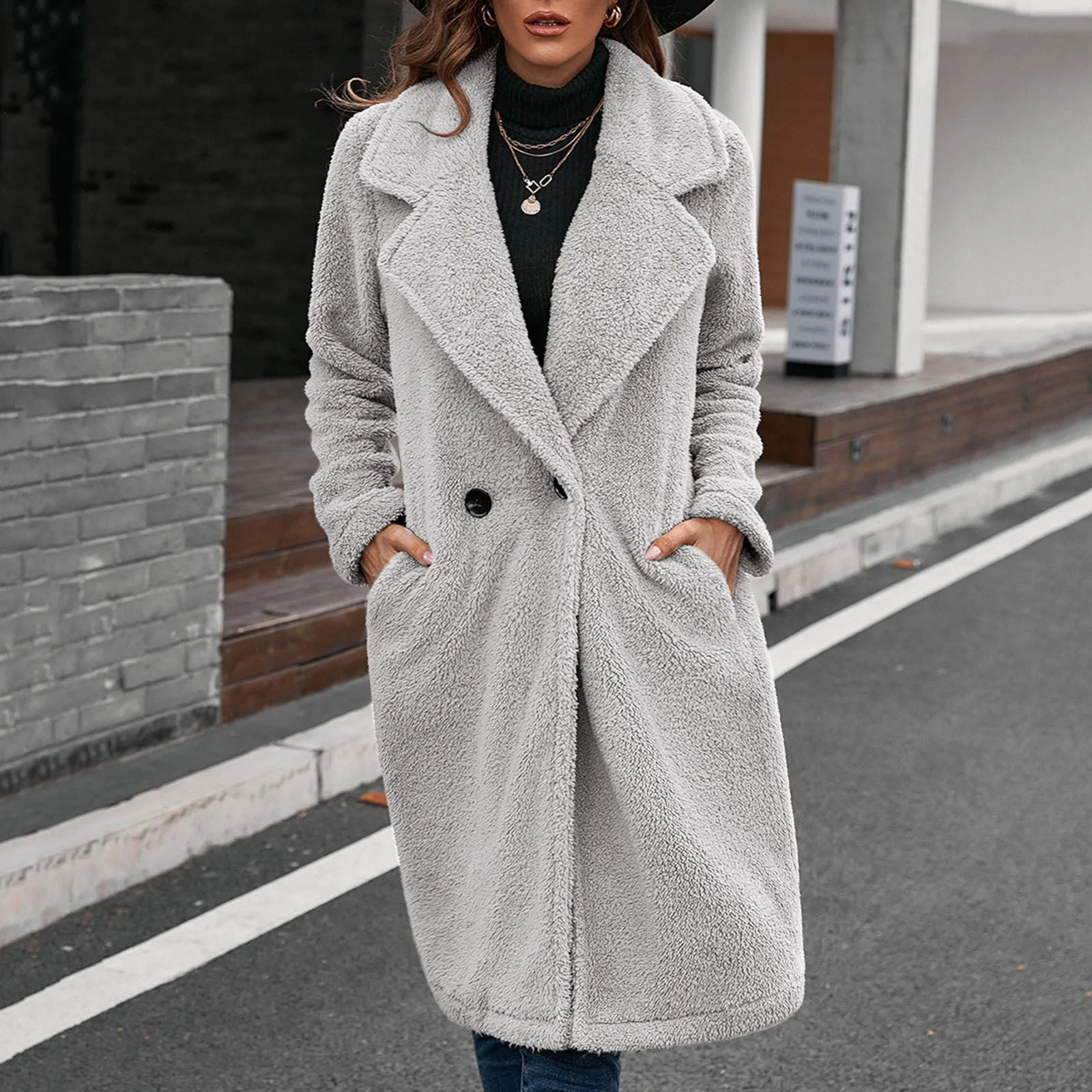 Женская свободная зимняя флисовая куртка с отложным воротником, повседневные свитеры с длинным рукавом для женщин, Мягкая шерстяная куртка... 
Женская свободная зимняя флисовая куртка с отложным воротником, повседневные свитеры с длинным рукавом для женщин, Мягкая шерстяная куртка...