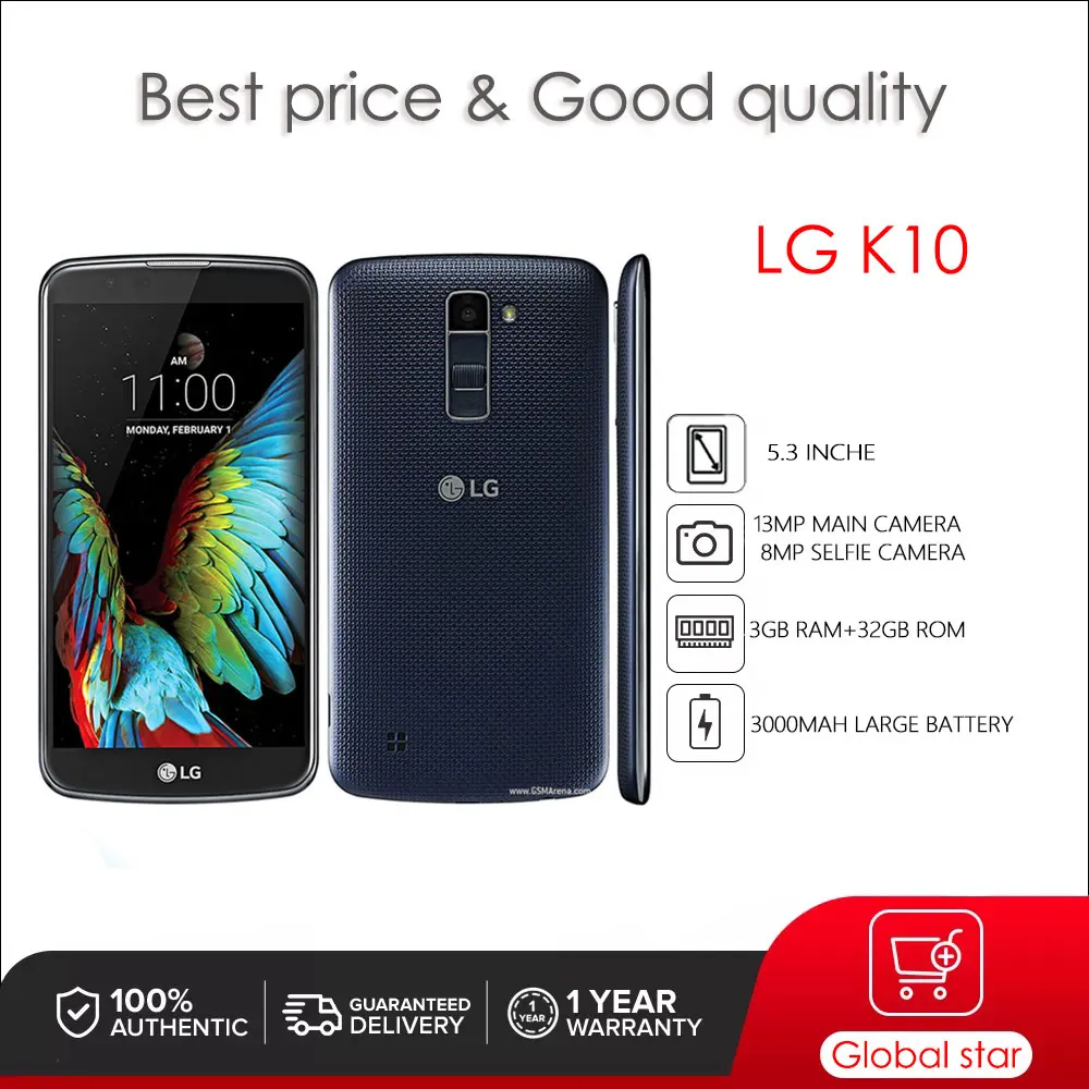 

LG K10(2016) Refurbished Original Unlocked 5.3 inches Cellphone 1GB 16GB ROM 13MP Camera free shipping