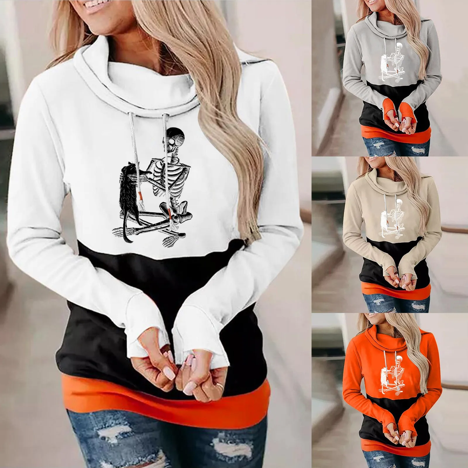 Women Halloween Printing Sweatshirt Casual Long Sleeve Womens Zip Hoodie Sweatshirt Ladies Lightweight Sweatshirts Girl Sock
Women Halloween Printing Sweatshirt Casual Long Sleeve Womens Zip Hoodie Sweatshirt Ladies Lightweight Sweatshirts Girl Sock