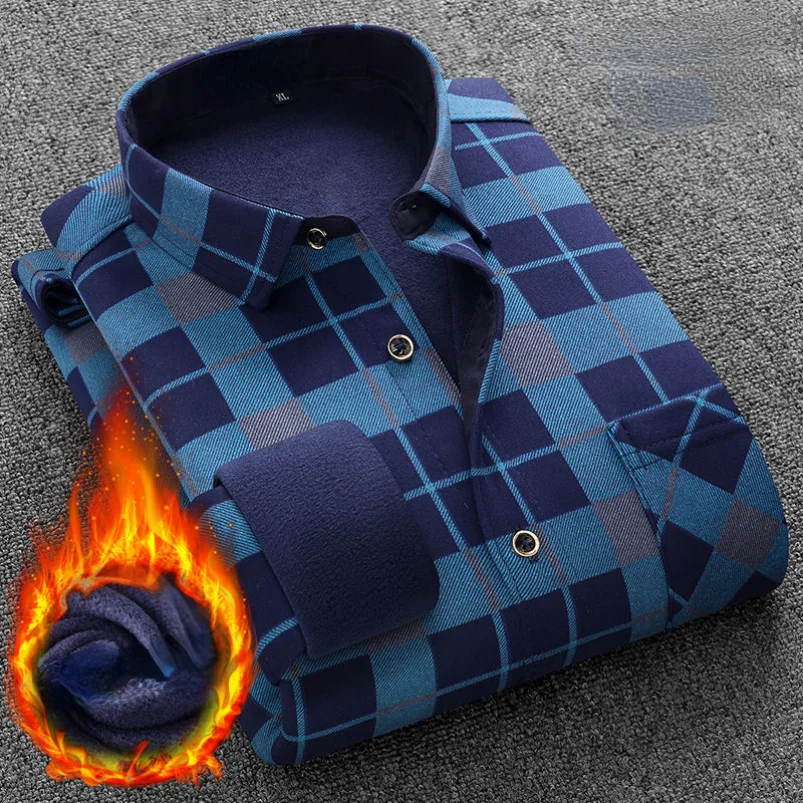 Winter Fleece Warm Mens Business Casual Long Sleeved Shirt Classic Plaid Checked Male Social Dress Shirts Red Blue Yyqwsj
Winter Fleece Warm Mens Business Casual Long Sleeved Shirt Classic Plaid Checked Male Social Dress Shirts Red Blue Yyqwsj
