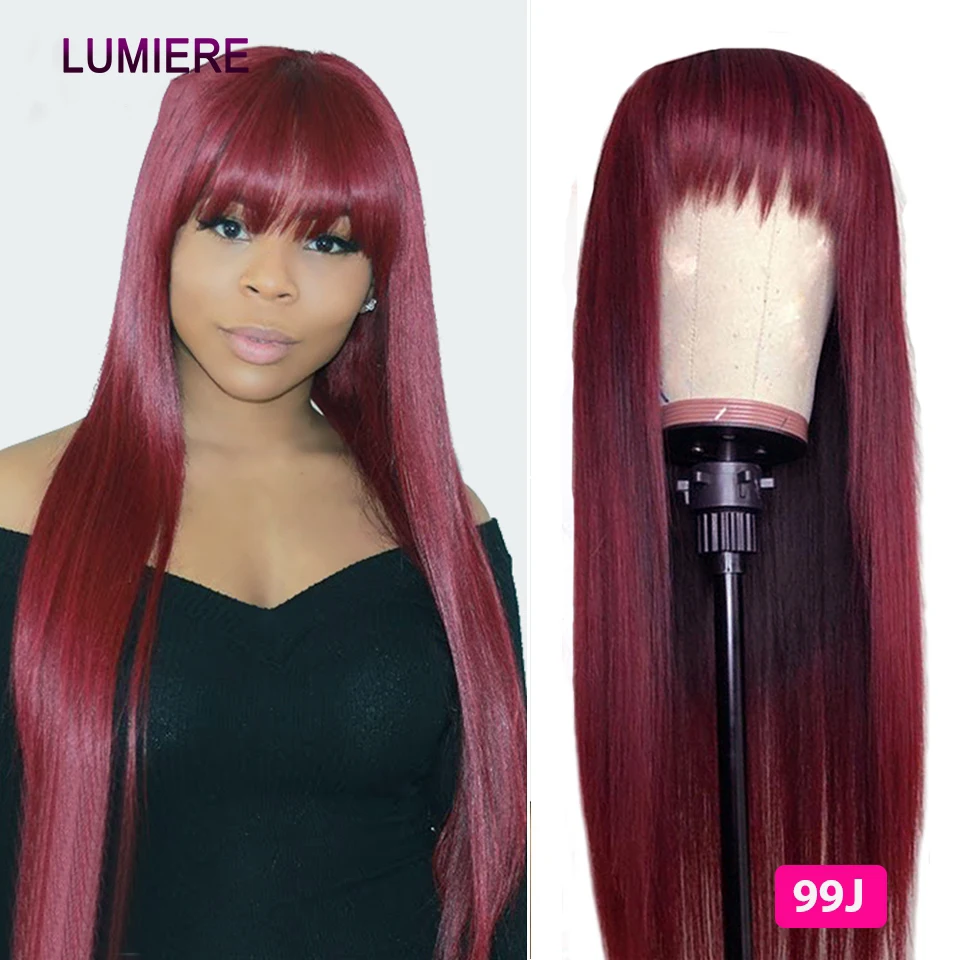 100% Non Lace Front Hair Wig With Bangs Colored Remy Brazilian Straight Wig 1B 99J Burgundy Brown Blonde Wigs For Black Women
100% Non Lace Front Hair Wig With Bangs Colored Remy Brazilian Straight Wig 1B 99J Burgundy Brown Blonde Wigs For Black Women