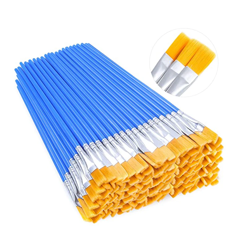 

120Pcs Flat and Round Paint Brushes Set Pointed Flat Nylon Hair Kids Small Brushes for Acrylic Oil Watercolor Painting