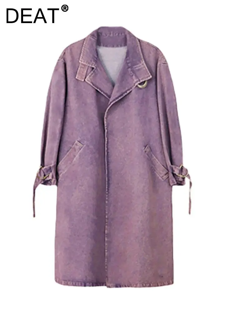 DEAT Women's Denim Trench Coats Purple Loose Lace-up Belt Waist High Quality Long Windbreak 2023 Autumn New Fashion 29L3466
DEAT Women's Denim Trench Coats Purple Loose Lace-up Belt Waist High Quality Long Windbreak 2023 Autumn New Fashion 29L3466