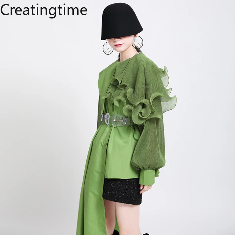 Creatingtime 2022 Spring New Fashion Trend Japanese Women's Retro Asymmetric Patchwork Pleated Solid Color Shirt with Belt GA583
Creatingtime 2022 Spring New Fashion Trend Japanese Women's Retro Asymmetric Patchwork Pleated Solid Color Shirt with Belt GA583