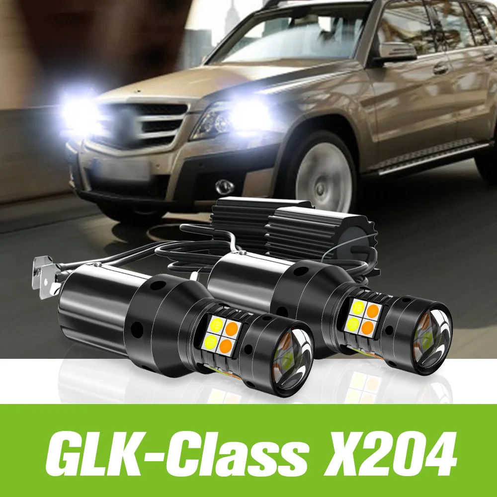 2 шт. для Mercedes Benz GLK-Class X204 2008-2012, двойной режим, флуоресцентный сигнал поворота + дневные фонари DRL 2009 2010 2011, аксессуары
