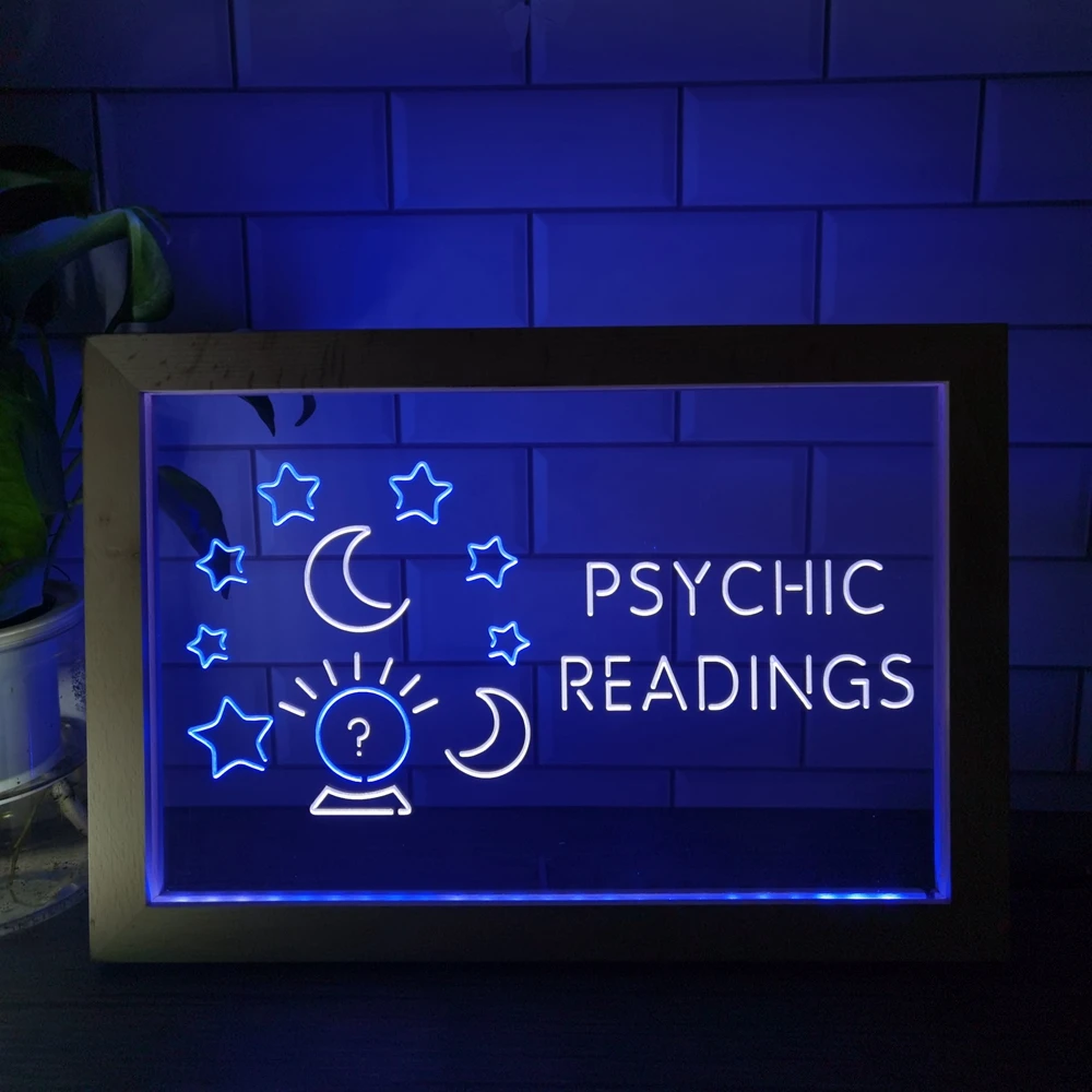 Psychic Readings Crystal Ball Dual Color LED Neon Sign Photo Frame Creative Table Lamp Bedroom Desk Wood 3D Night Light
Psychic Readings Crystal Ball Dual Color LED Neon Sign Photo Frame Creative Table Lamp Bedroom Desk Wood 3D Night Light