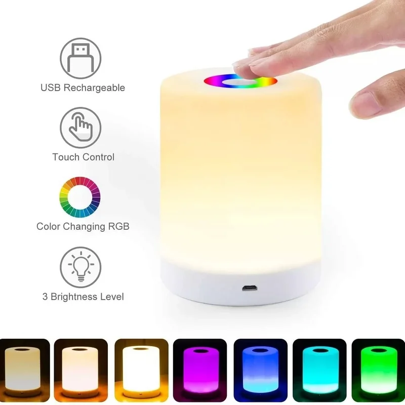 Smart LED Night Light USB Rechargeable Touch Control Induction Dimmer Colorful Atmosphere Bedside Lamp for Home Room Decoration
Smart LED Night Light USB Rechargeable Touch Control Induction Dimmer Colorful Atmosphere Bedside Lamp for Home Room Decoration