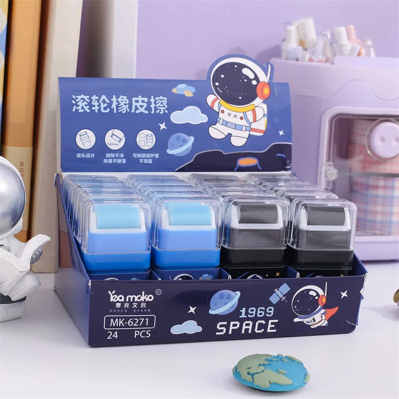 

20 pcs/lot Creative Astronaut Roller Eraser Cute Writing Drawing Rubber Pencil Erasers Stationery For Kids Gifts school suppies