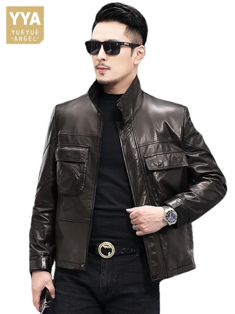 Fit Man Slim Winter Business Goat Skin Genuine Leather Jacket Stand Collar Work Cargo Coat Motor Biker Thick Warm Down Jacket
Fit Man Slim Winter Business Goat Skin Genuine Leather Jacket Stand Collar Work Cargo Coat Motor Biker Thick Warm Down Jacket