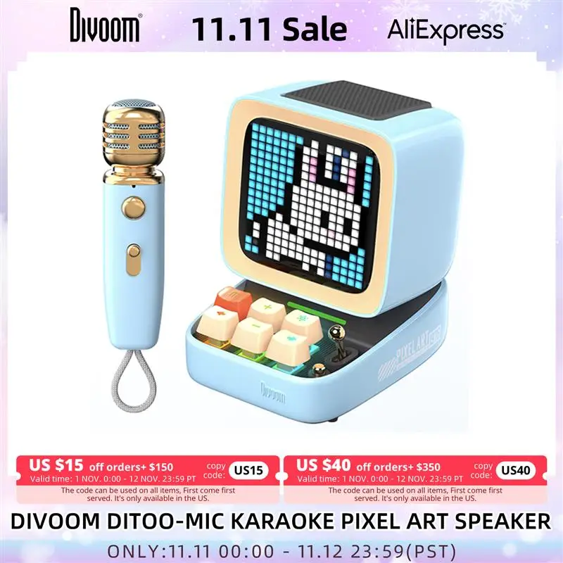 Original Divoom Ditoo-Mic Pixel Art Portable Bluetooth Speaker for PC with Wireless Karaoke Microphone, Bluetooth 5.0,5000mA
Original Divoom Ditoo-Mic Pixel Art Portable Bluetooth Speaker for PC with Wireless Karaoke Microphone, Bluetooth 5.0,5000mA