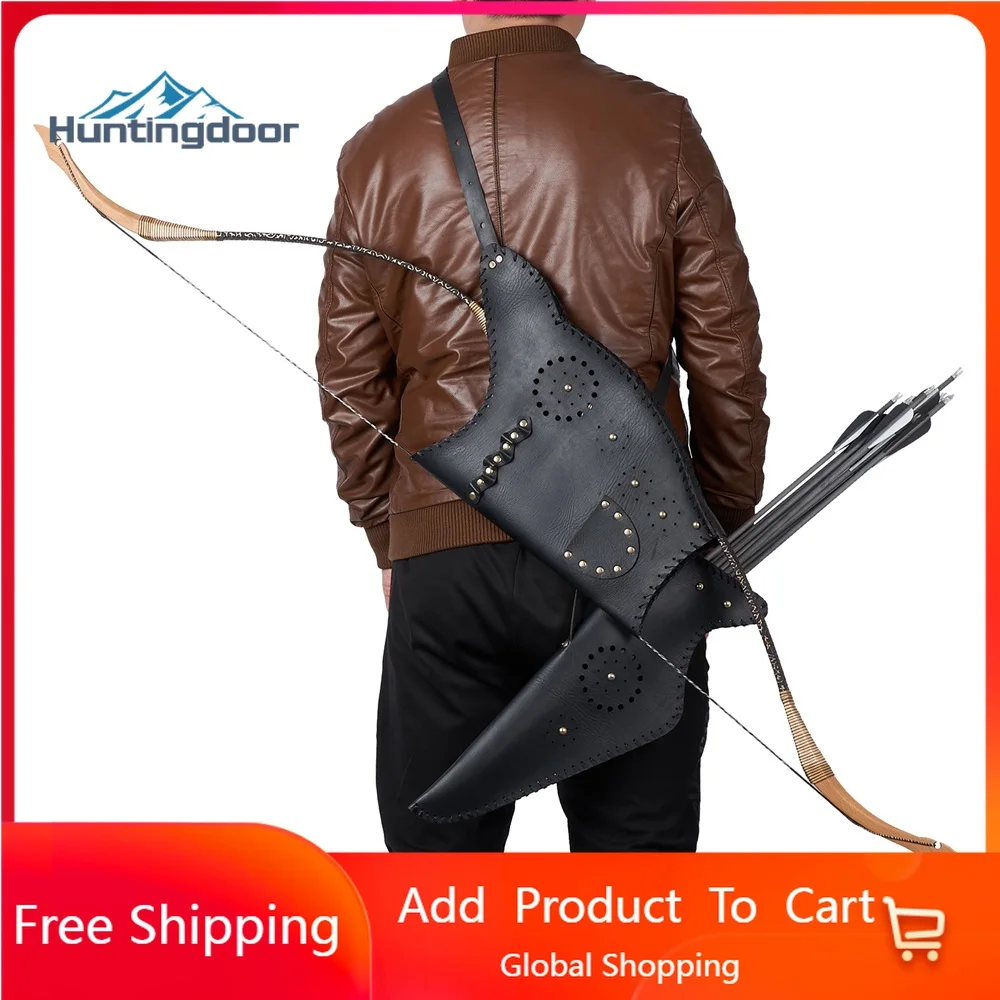 

Archery Traditional Recurve Bow Bag & Cow Leather Arrow Quiver Set for Traditional Longbow w Adjustable Straps