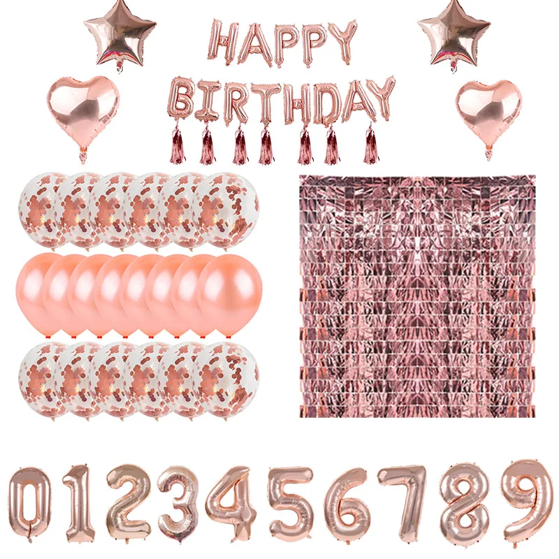 Rose Gold Birthday Party Letter Foil Balloon Number 0-9 Balloon Combination Happy Birthday Decoration Anniversary Party Decor
Rose Gold Birthday Party Letter Foil Balloon Number 0-9 Balloon Combination Happy Birthday Decoration Anniversary Party Decor