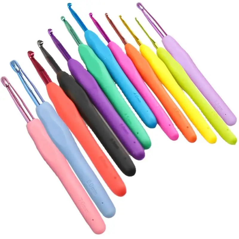 

Crochet Hooks 12 Pcs Multicolor Aluminum Knitting Needles For Crocheting Yarn Easy To Use Well Connected Crocheting Tools For