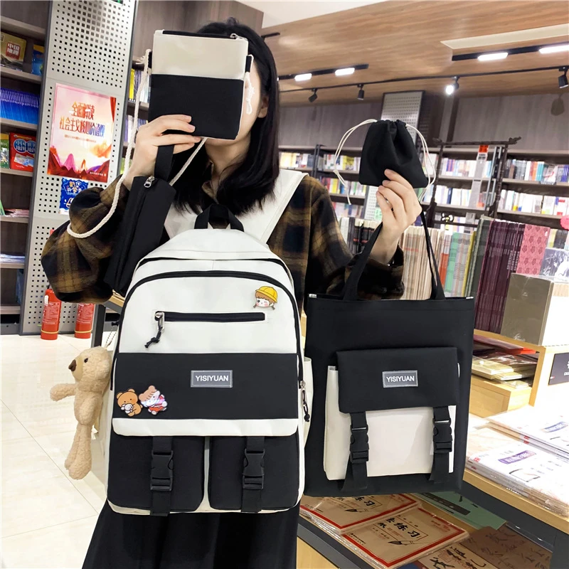 2022 Women Laptop Backpack 4 Pcs Set Harajuku Canvas School Bags for Teenage Girls Kawaii College Student Kids Book Bag Rucksack
2022 Women Laptop Backpack 4 Pcs Set Harajuku Canvas School Bags for Teenage Girls Kawaii College Student Kids Book Bag Rucksack