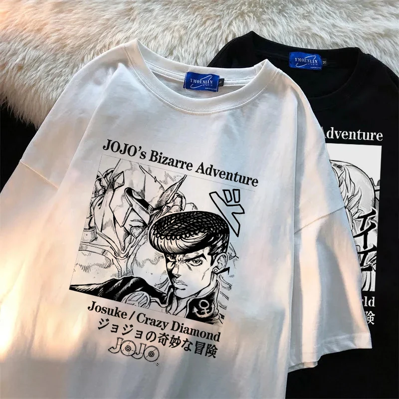 Japanese Anime Jojo Bizarre Adventure Graphics Print T-shirt Short-sleeved Casual Loose T-shirts Streetwear Female Harajuku punk
Japanese Anime Jojo Bizarre Adventure Graphics Print T-shirt Short-sleeved Casual Loose T-shirts Streetwear Female Harajuku punk