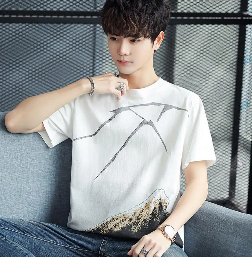 Spring and summer new cotton short-sleeved T-shirt solid color loose printing T-shirt
Spring and summer new cotton short-sleeved T-shirt solid color loose printing T-shirt
